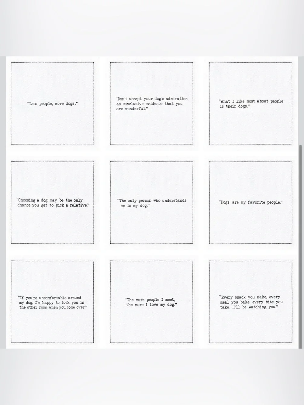 Five Star Dog Quotes Napkins | White Cotton | 50